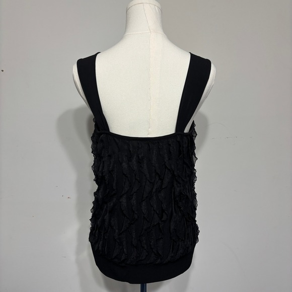 Y2K Vtg 90s AGB Black Ruffle Sleeveless Tank Top Women's Size S Chic - Picture 3 of 5